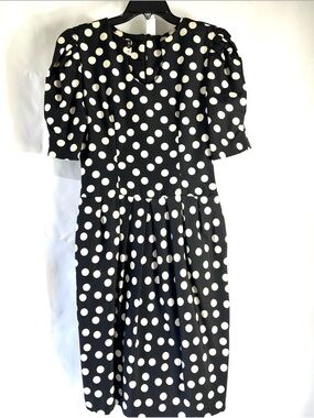 Sax Fifth Avenue Women’s Size 6 Short Sleeve Black White Polka Dot Dress